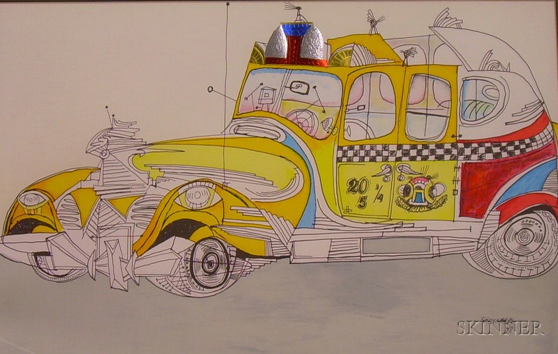 Appraisal: Saul Steinberg American - Taxi Signed and dated in the