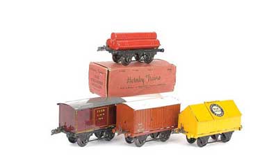 Appraisal: Hornby O Gauge Pre and Post-war Goods Wagons consisting of