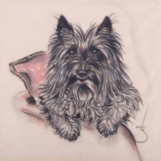 Appraisal: Wolo Trutzschler Pastel Drawing of Terrier Wolo Trutzschler Germany -