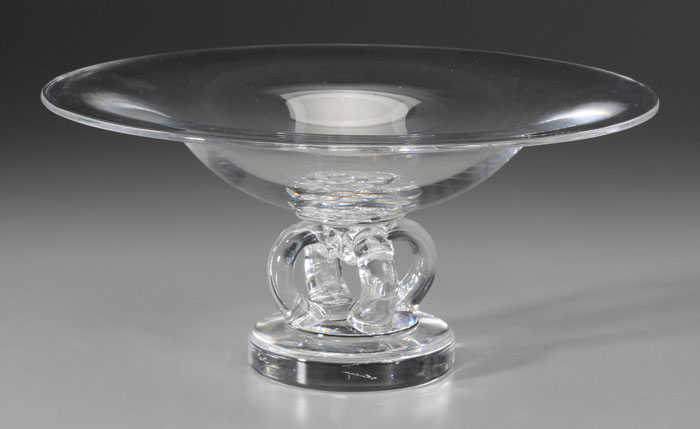 Appraisal: Steuben Center Bowl American th century mounted on four-prong openwork