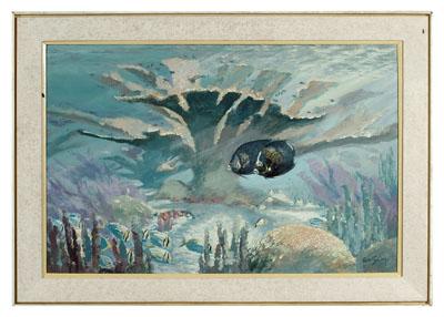 Appraisal: Russ Smiley Florida painting underwater scene with tropical fish and