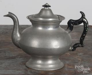 Appraisal: Cranston Rhode Island pewter teapot th c bearing the touch