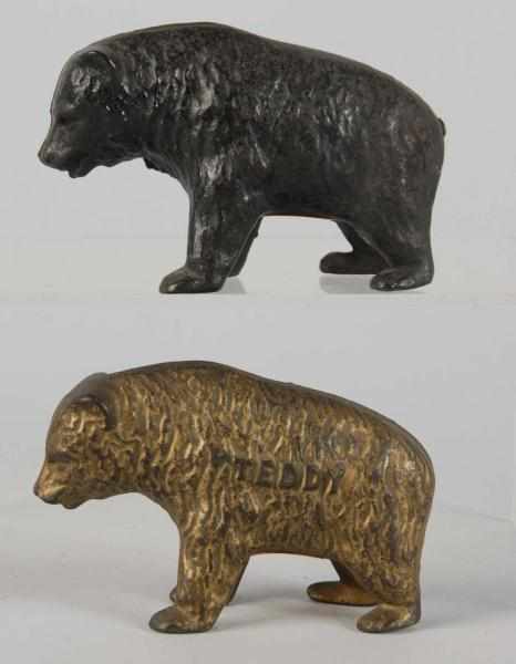 Appraisal: Lot of Cast Iron Arcade Bear Still Banks Description Circa