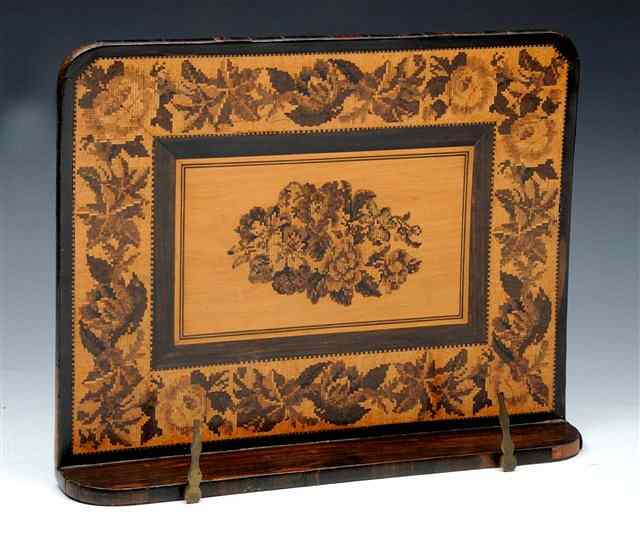 Appraisal: A TUNBRIDGEWARE BOOK STAND decorated with flowers wide