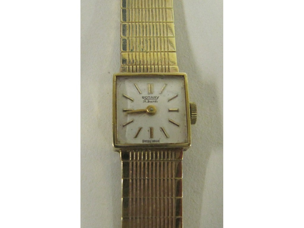 Appraisal: Ladies ct gold Rotary wrist watch with square dial gilt