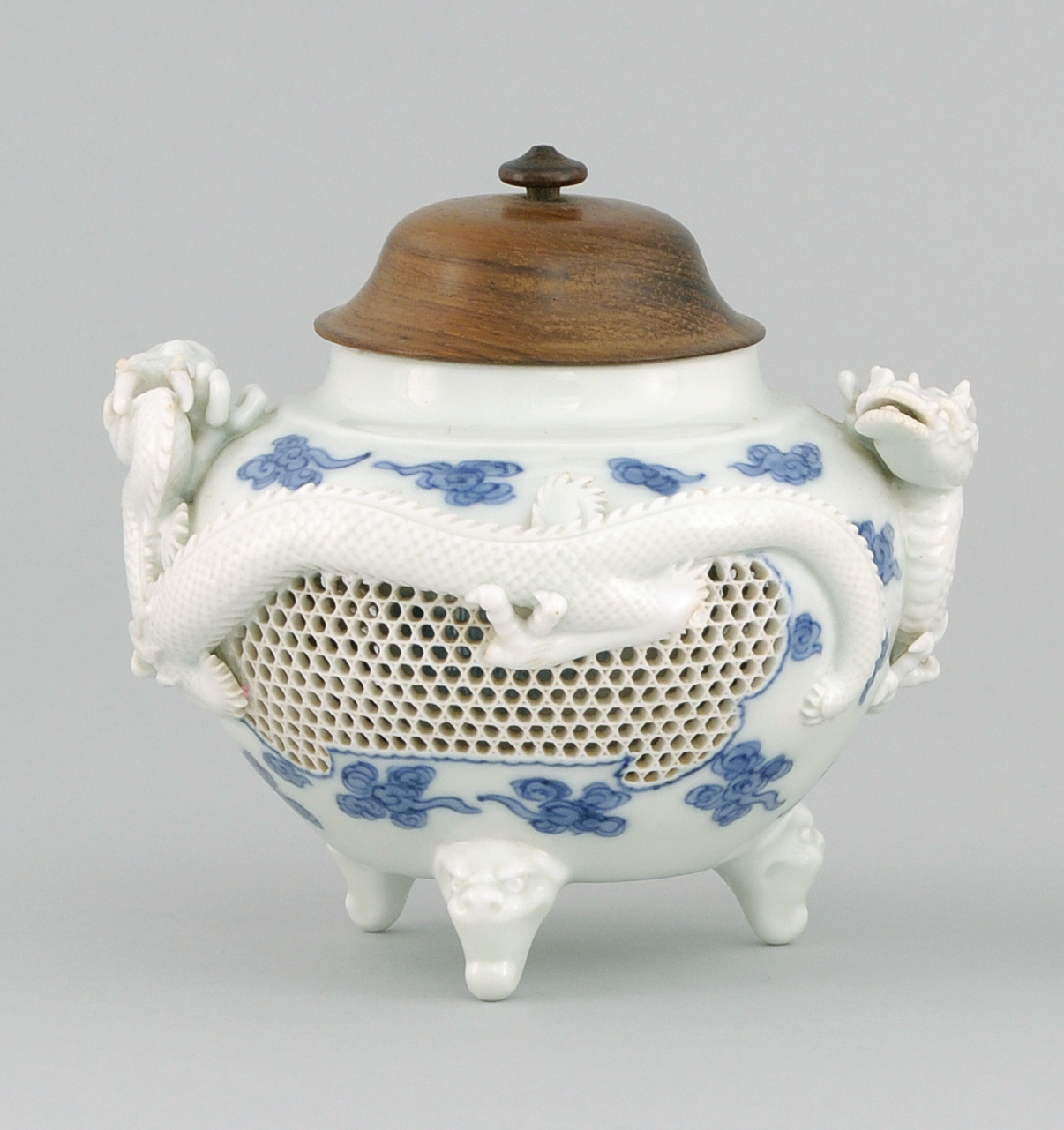 Appraisal: BLUE AND WHITE HIRADO PORCELAIN CENSER Meiji PeriodIn ovoid form