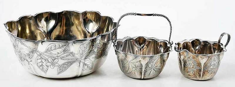 Appraisal: Three Whiting Sterling Items American late th early th century