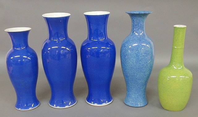 Appraisal: - Five Asian vases largest h x dia -