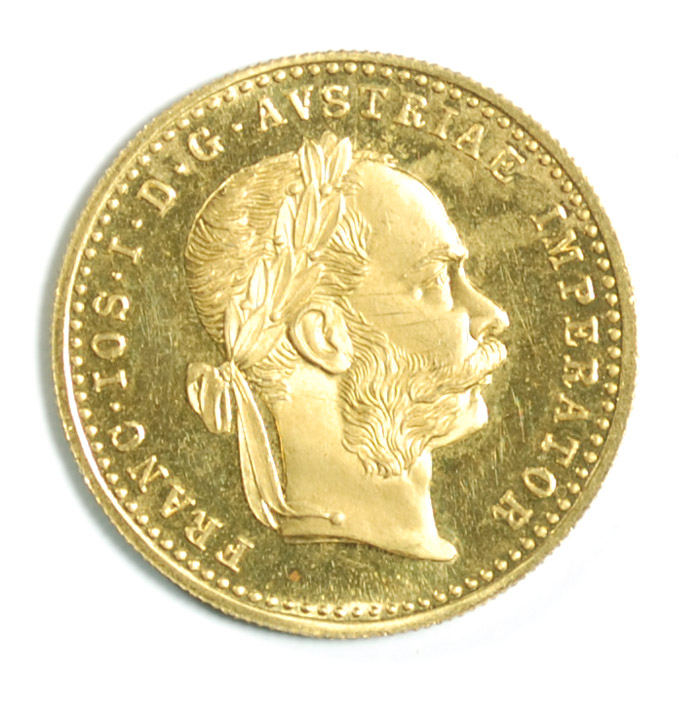 Appraisal: AN AUSTRIAN ONE DUCAT GOLD COIN official restrike struck the