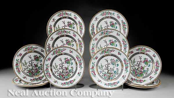 Appraisal: Twelve Associated English Ironstone Indian Tree Dinner Plates th and