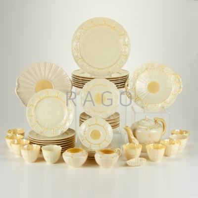 Appraisal: IRISH BELLEEK Shell-form assembled service for eight Dinner salad and