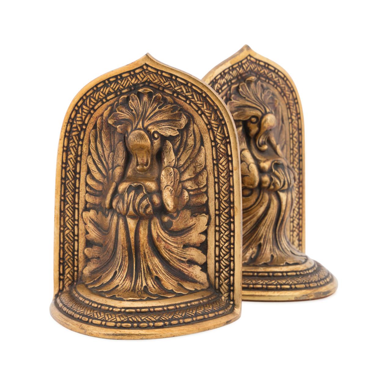 Appraisal: PAIR TIFFANY STUDIOS SPANISH BRONZE BOOKENDS Pair of Tiffany Studios