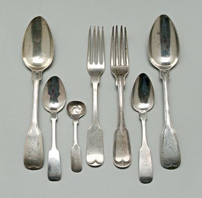 Appraisal: Charleston coin silver flatware tablespoons teaspoon forks salt spoon marks