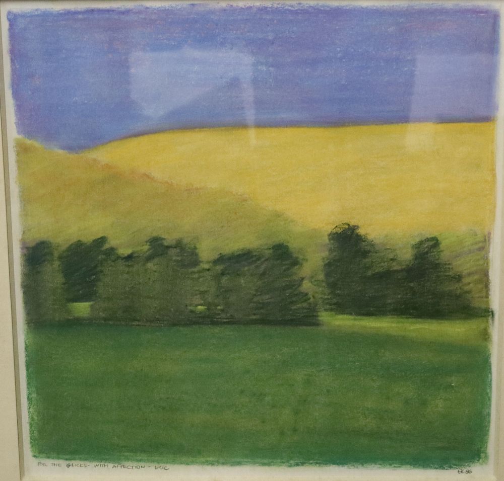 Appraisal: Eric Signed And Dedicated Pastel Landscape Initialed lr rt and