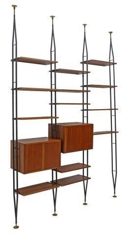 Appraisal: Italian mid-century modern modular three-unit bookcase c s having four