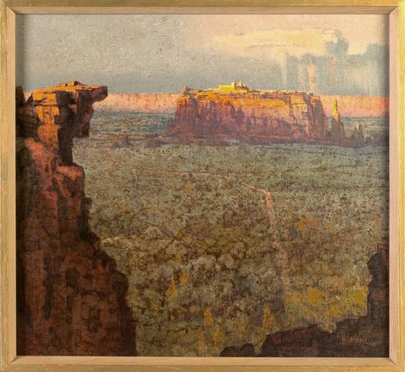 Appraisal: Mario Larrinaga American New Mexico th Century Sentry oil on