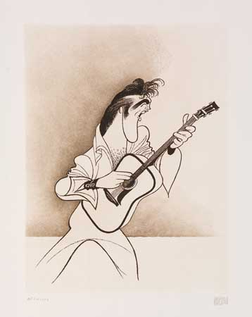 Appraisal: AL HIRSCHFELD Elvis Etching x mm x inches full margins