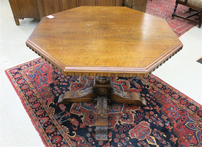 Appraisal: AN OCTAGONAL WALNUT CENTER TABLE American c s the top