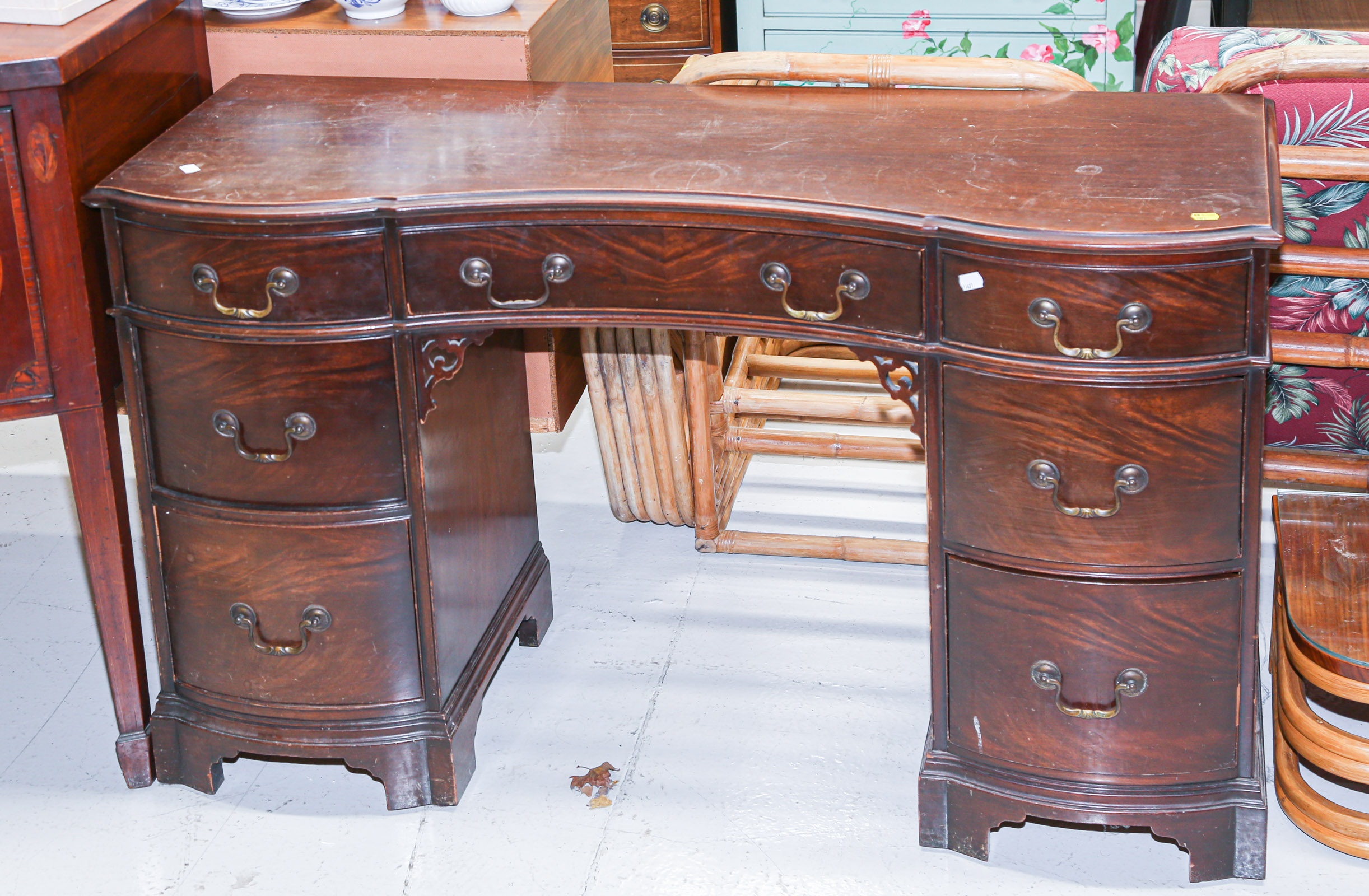 Appraisal: MAHOGANY KNEEHOLE DESK MIRROR nd quarter th century mirror in