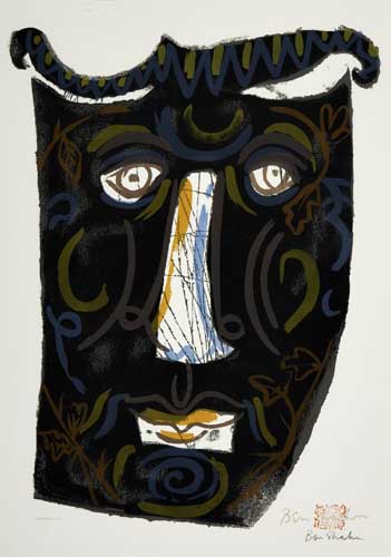 Appraisal: BEN SHAHN Mask Color lithograph x mm x inches full