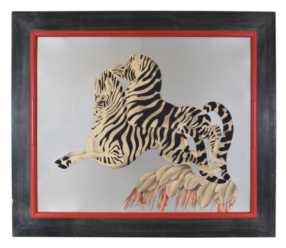 Appraisal: AMERICAN SCHOOL TH CENTURY PAINTINGTwo Zebra Signed Koy l r