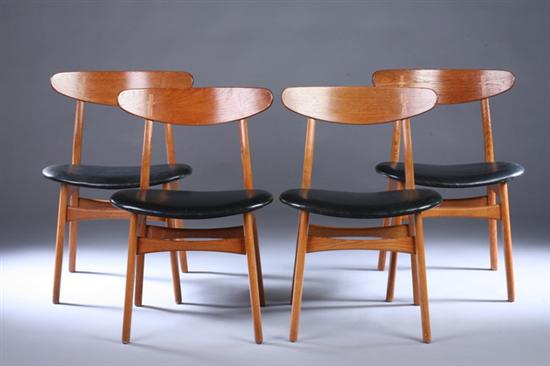 Appraisal: SET FOUR DANISH MODERN SIDE CHAIRS Mid th century stamped