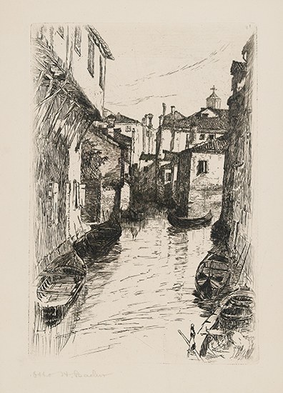 Appraisal: OTTO HENRY BACHER Canal Venice Etching on chine-coll circa x