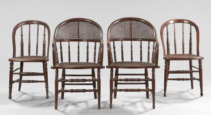 Appraisal: Set of Four Caned Oak Chairs fourth quarter th century