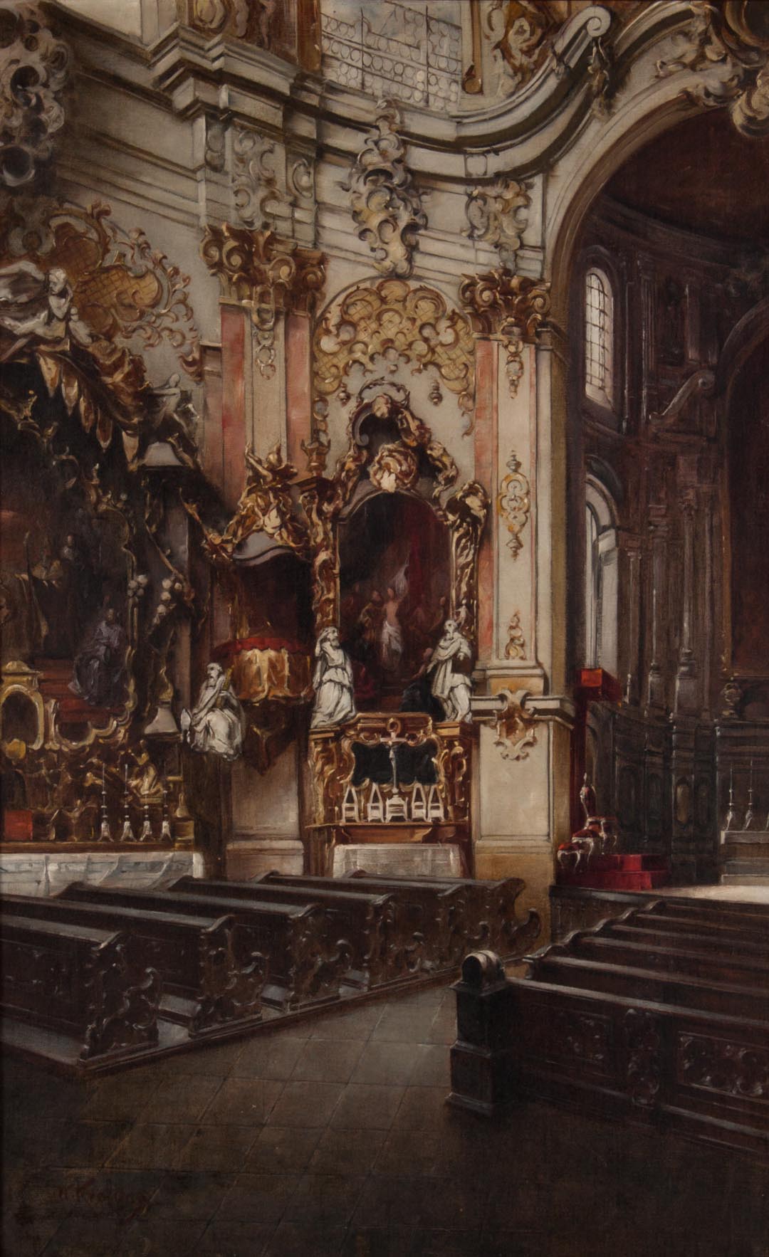 Appraisal: Wilhelm Kreling Cathedral Interior oil on canvas German - Signed