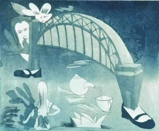 Appraisal: CHARLES BLACKMAN BORN Alice Over the Opera House etching A