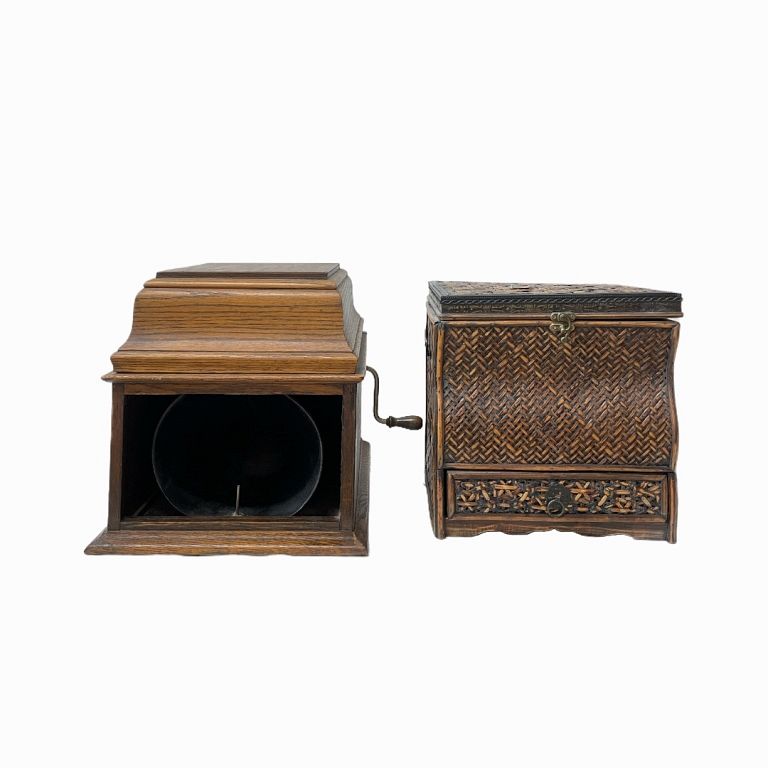 Appraisal: Edison Phonograph with Cylinders Thomas Edison phonograph numbered includes wood