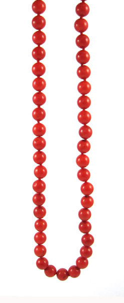 Appraisal: CORAL AND FOURTEEN KARAT GOLD NECKLACE measuring inches in length