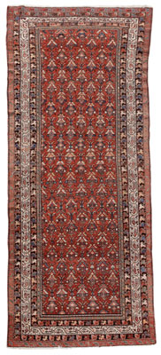 Appraisal: Malayer Runner Persian repeating geometric motifs on brick-red ground ivory