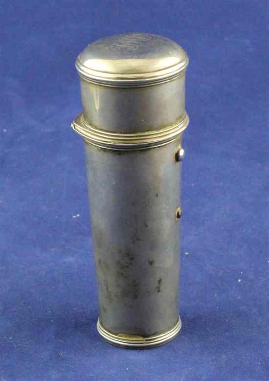 Appraisal: A th Century silver cylindrical etui case of restrained tapering