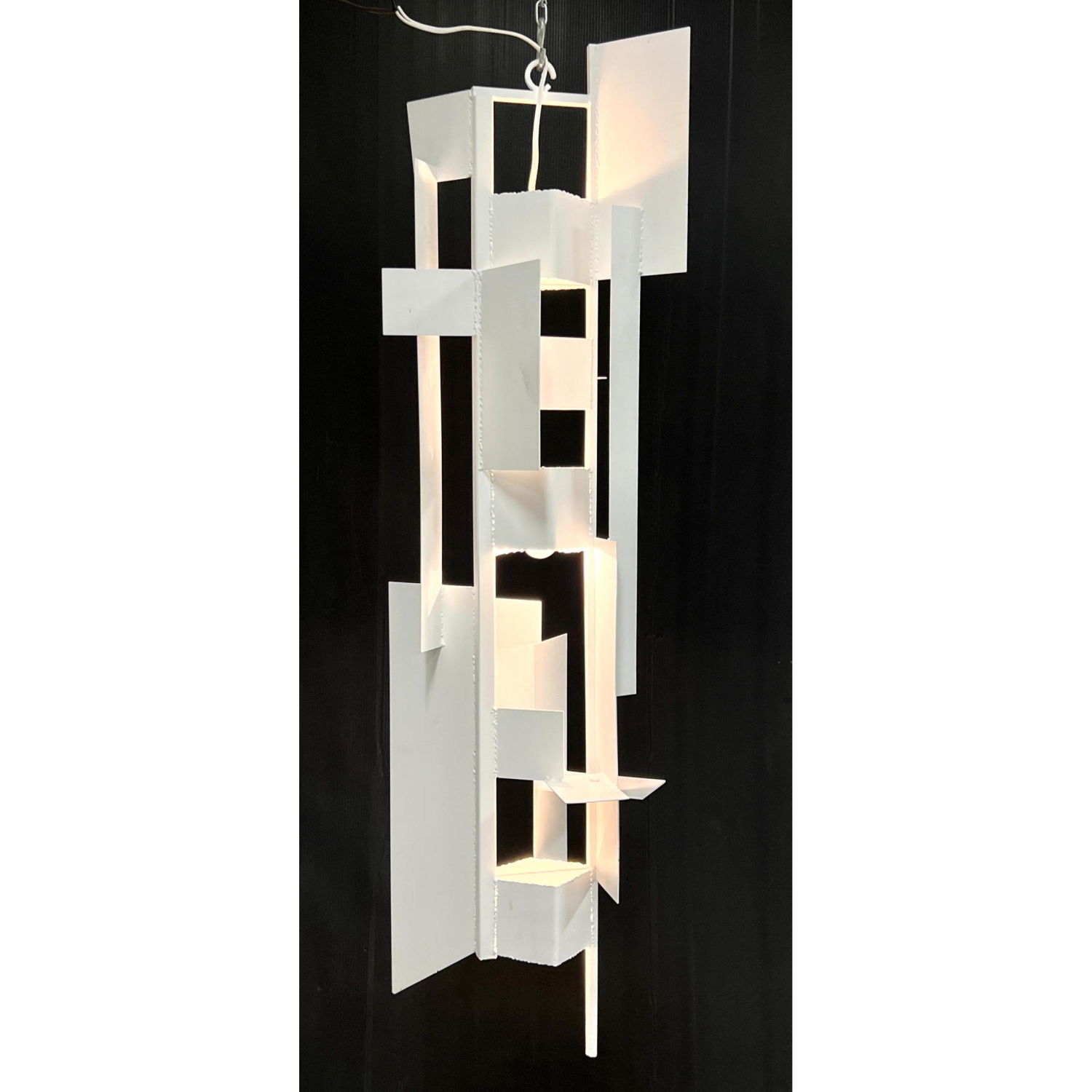 Appraisal: Good Welded Steel Hanging Pendant Lamp Large form Bauhaus style