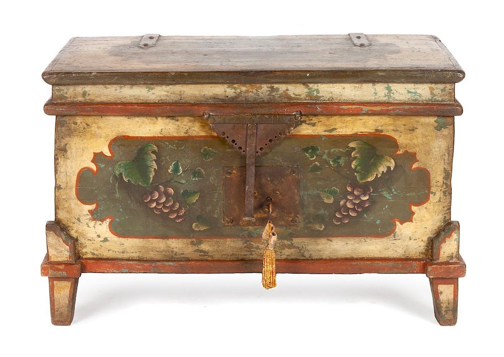 Appraisal: Continental Baroque Paint Decorated Chest height inches x inches x