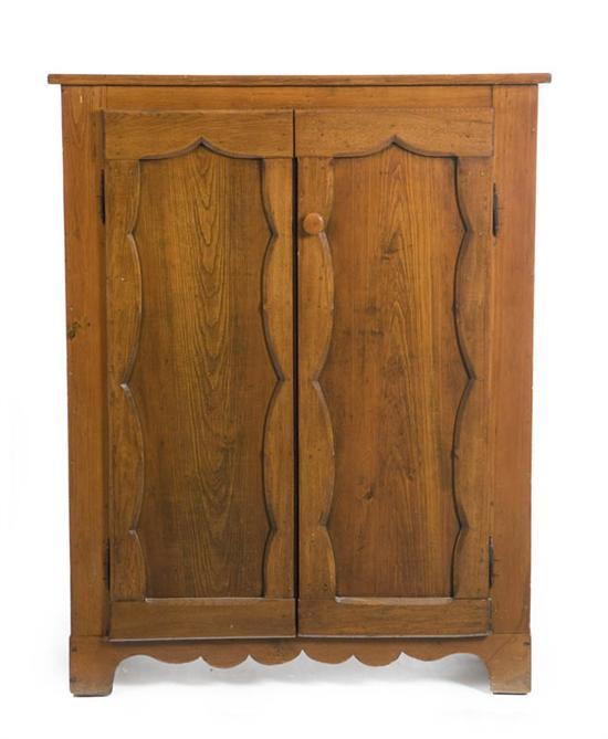 Appraisal: JELLY CUPBOARD Walnut with two scalloped and paneled doors on