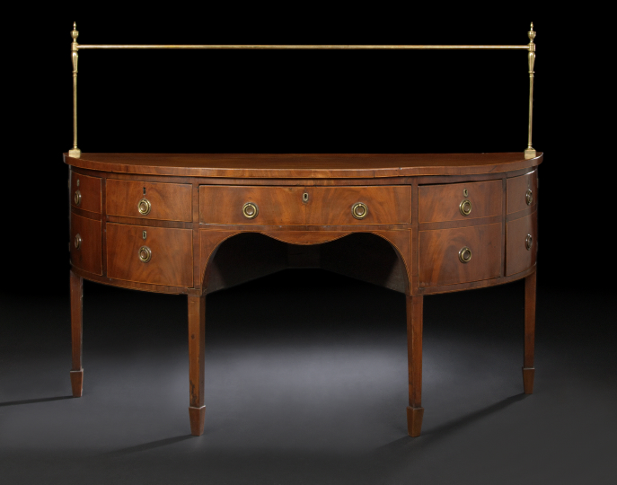 Appraisal: George III Line-Strung Mahogany Sideboard ca of demi-lune form in