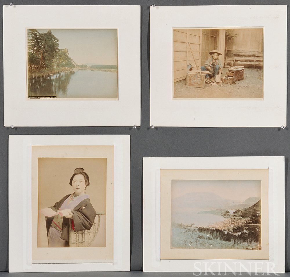 Appraisal: Fourteen Photographs Japan th th century albumen collotype prints of