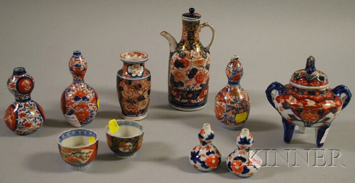 Appraisal: Ten Small Imari Porcelain Table Items including double gourd-form vases