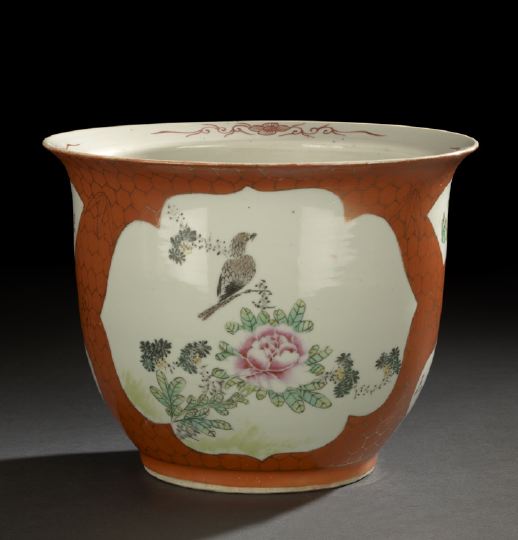 Appraisal: Chinese Export Famille Rose Porcelain Cachepot Tongzhi Reign - decorated