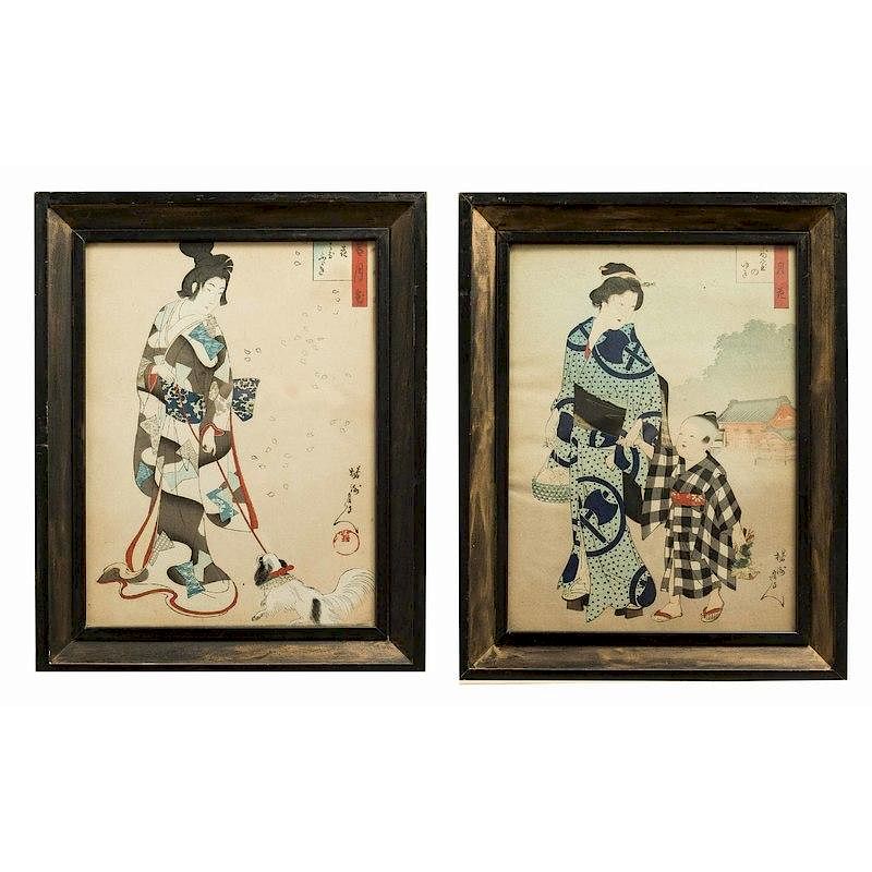 Appraisal: Two Japanese Woodblock prints Two framed Japanese woodblock prints Both