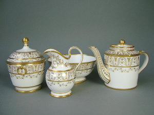 Appraisal: Paris Dihl part tea service with gilt scrolling foliate decoration