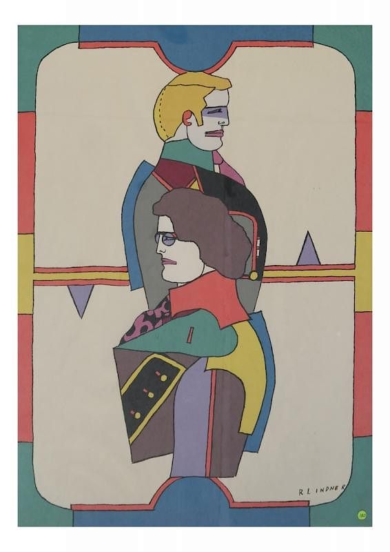 Appraisal: Richard Lindner Two Modernist Figures Richard Lindner German American -