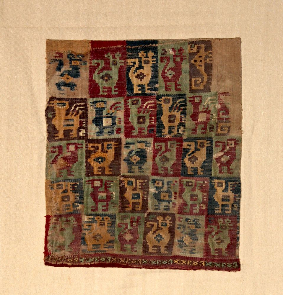 Appraisal: Pachacamac Textile w Abstract Animals Pre-Columbian Central Coast Peru Pachacamac