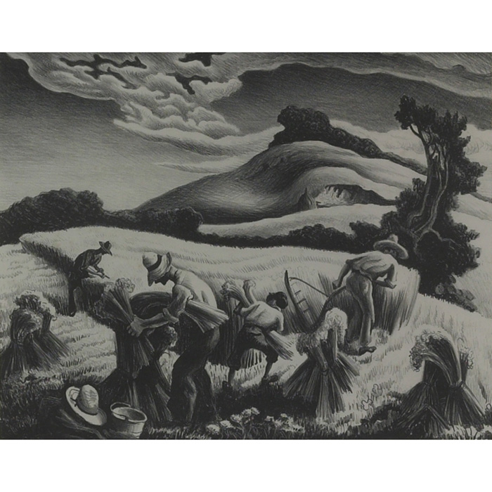 Appraisal: Thomas Hart Benton American - Cradling Wheat c lithograph x