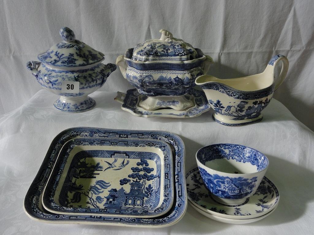 Appraisal: A quantity of th century blue and white printed ceramics