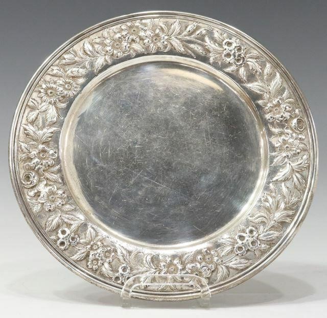 Appraisal: American sterling silver round platter charger Samuel Kirk and Son