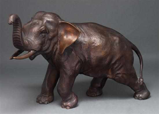 Appraisal: Japanese patinated bronze elephant figure late th century modeled as