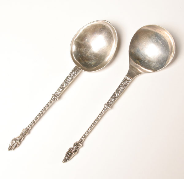 Appraisal: Two Continental silver apostle spoons Unknown hallmarks L